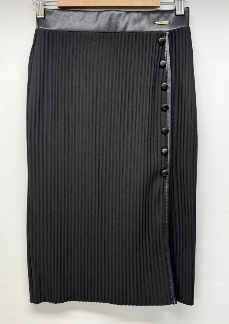 MARC New York Andrew Marc Women's XS Black A-Line Side Slit Pull On Skirt